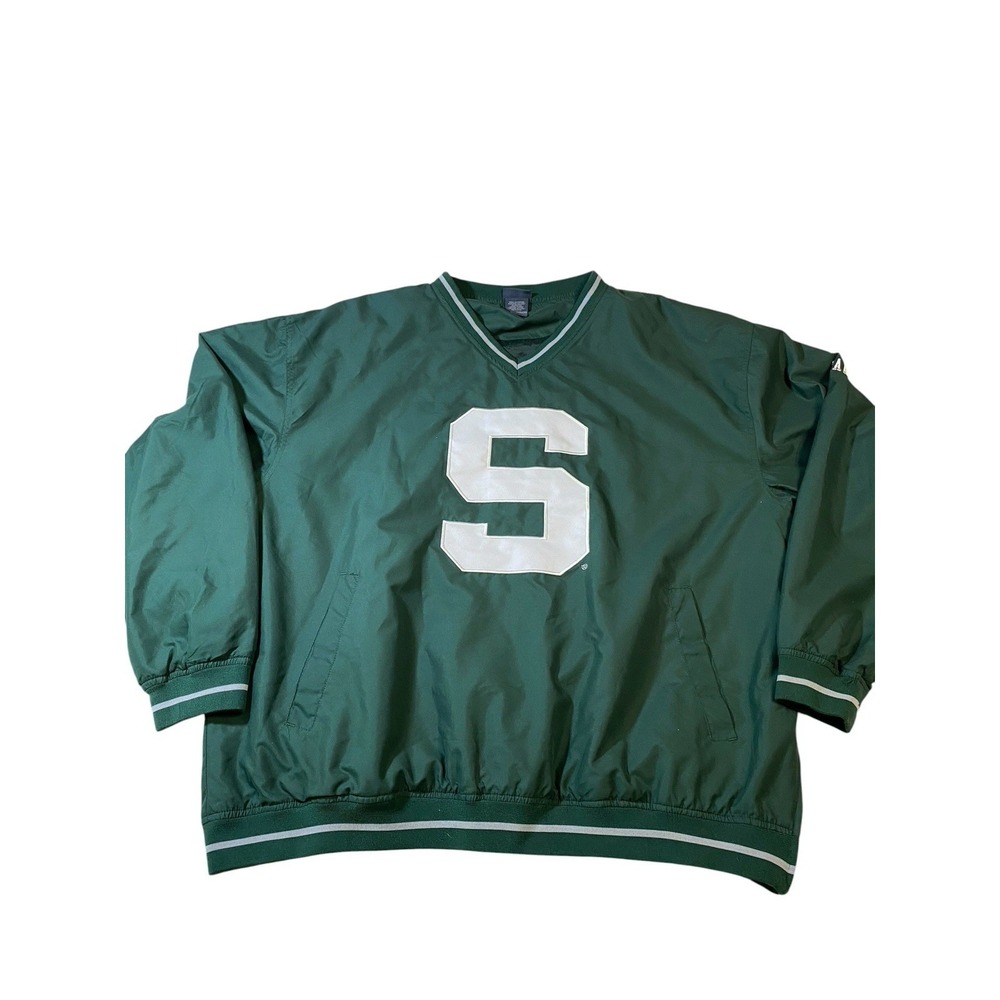 Vintage Michigan State Spartans Pullover Windbreaker Jacket XL Pro Edge V-Neck